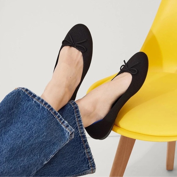 Rothy's Shoes - Rothy's The Flat Noir Mesh Textile Bows Black Classic Ballet Size 9